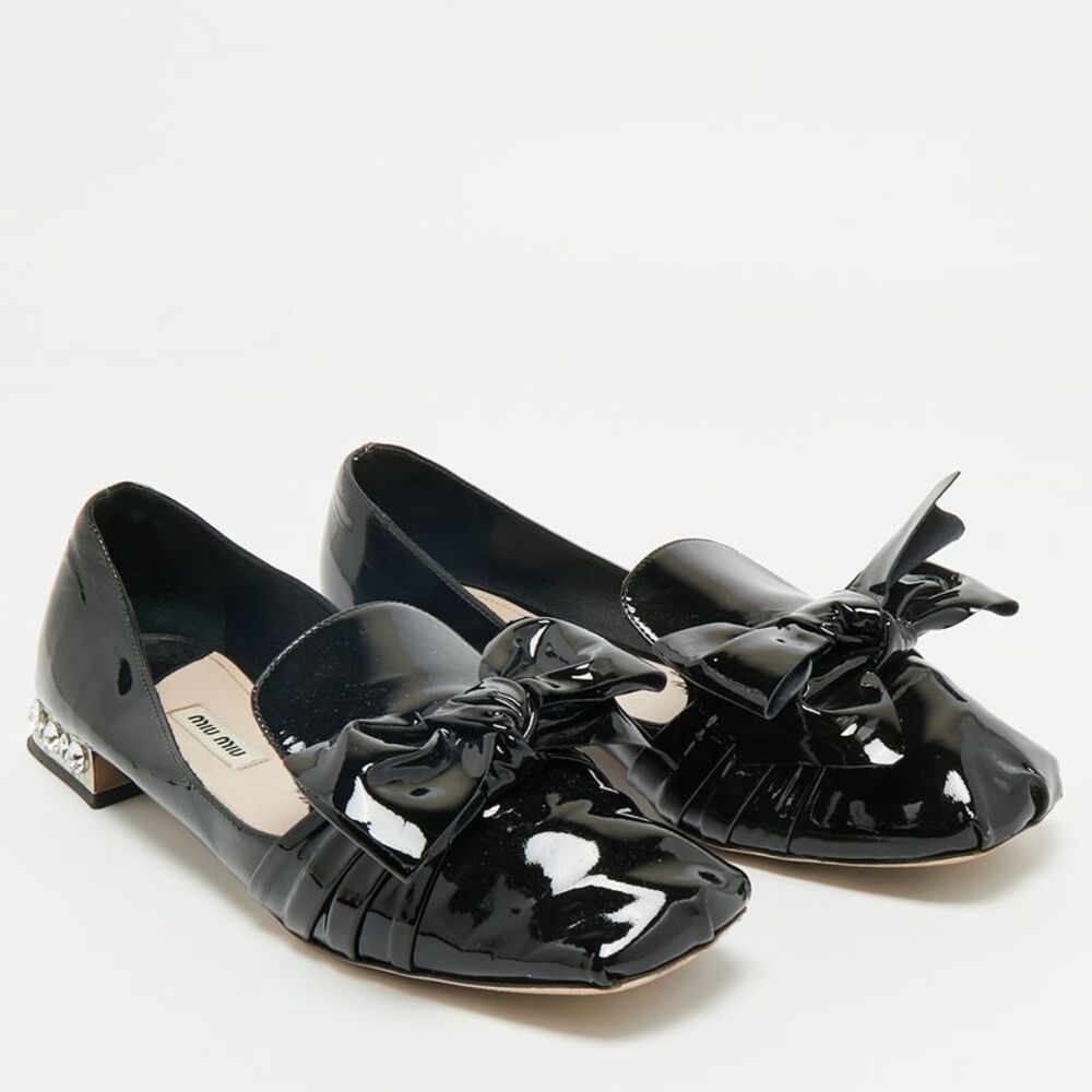 Miu Miu Black Patent Leather Crystals Embellished… - image 4